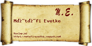 Mátéfi Evetke névjegykártya